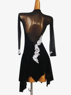 Robe Lycra Spandex Latin Danse Costume Noir Femmes