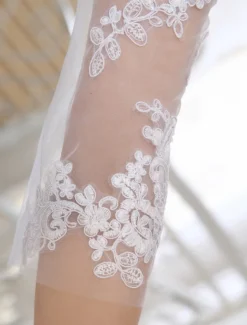 Robe mariée simple demi-manche broderie laçage sur dos longueur sur cheville Robe de mariée