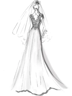Robe mariée trapèze en dentelle dos transparent à traîne Robe de mariage