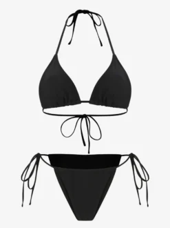 Robe midi de plage à manches longues en résille avec ensemble bikini dos nu assorti
