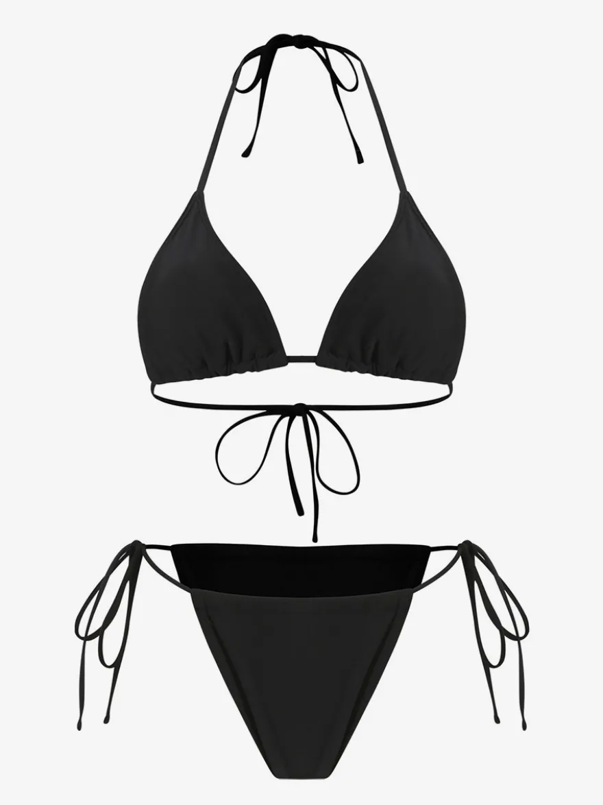 Robe midi de plage à manches longues en résille avec ensemble bikini dos nu assorti