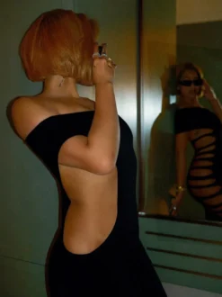 Robe midi moulante asymétrique à découpe sur le côté robe de soirée sexy