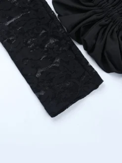 Robe mini en dentelle à épaules dénudées pour femme - Coupe moulante drapée sur le côté - Tenues de soirée printanières 2026