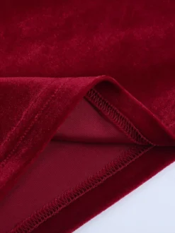 Robe moulante mini en velours froncé pour femme - Rouge sans bretelles ceinture drapée sur le côté - Tenue de cocktail printemps-été 2026