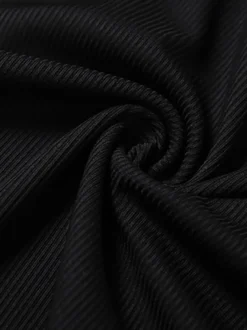 Robe nuisette à bordure en dentelle pour femme - Mini-robe d'été noire côtelée sans manches - Idéale pour les soirées d'été 2026