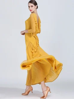 Robes de danse de salon pour femmes robes d'entraînement de valse tango flamenco élastiques