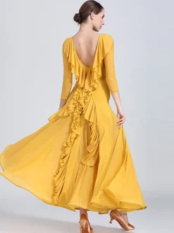 Robes de danse de salon pour femmes robes d'entraînement de valse tango flamenco élastiques