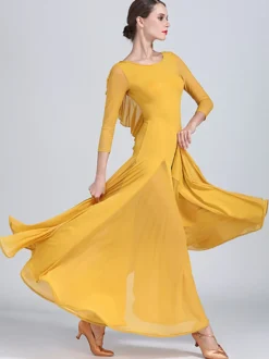 Robes de danse de salon pour femmes robes d'entraînement de valse tango flamenco élastiques