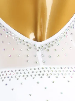 Robes de danse latine blanc femmes Lycra Spandex robe dos nu élégant paillettes frange danseuse latine vêtements de danse