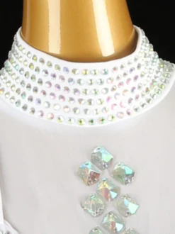 Robes de danse latine blanc femmes frange strass dos nu élégant Lycra Spandex robe vêtements de danse