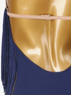 Robes de danse latine bleu marine foncé robe en Lycra et spandex pour femmes vêtements de danse Sexy pour danseuse latine