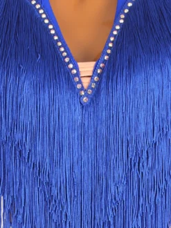 Robes De Danse Latine Bleu Royal Femmes Robe À Franges Costume De Danse