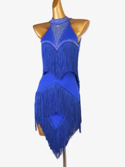Robes de danse latine Ensemble de femmes bleu royal Lycra Spandex Dress Dancing Wear