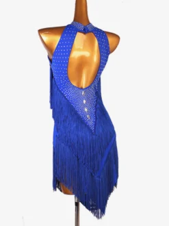 Robes de danse latine Ensemble de femmes bleu royal Lycra Spandex Dress Dancing Wear