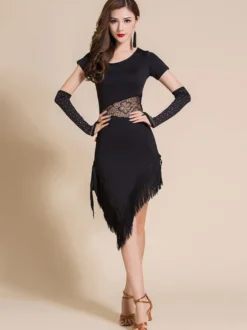 Robes de danse latine frange dentelle strass danseur danse usure Déguisements Halloween