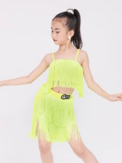 Robes de danse latine à franges pour filles blanches costumes de danse latine