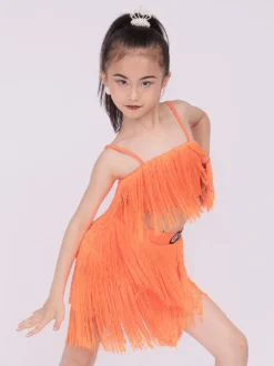 Robes de danse latine à franges pour filles blanches costumes de danse latine