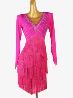 Robes De Danse Latine Jaune Femmes Manches Longues Robe Costume De Danse
