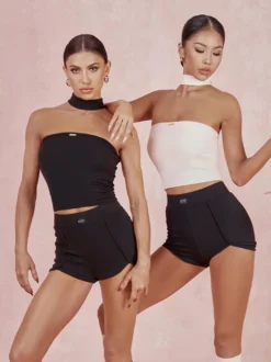 Robes de danse latine noir femmes Sexy haut en Polyester Costume de danse