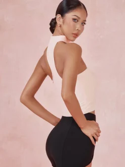 Robes de danse latine noir femmes Sexy haut en Polyester Costume de danse