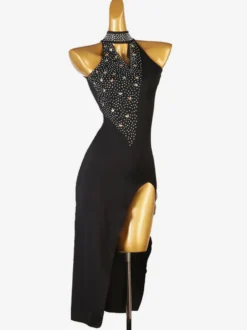 Robes De Danse Latine Noir Femmes Robe Costume De Danse Fendue