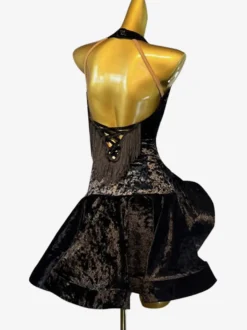 Robes de danse latine noir femmes Sexy Lycra Spandex robe vêtements de danse