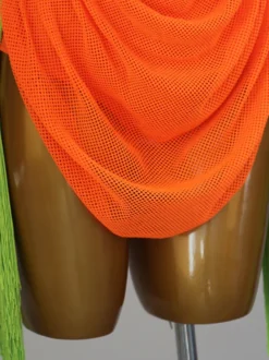 Robes de danse latine Orange femmes Sexy Lycra Spandex robe Costume de danse