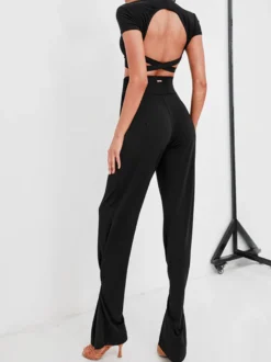 Robes de danse latine pantalons en Polyester Sexy pour fille noire Costume de danse