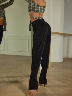 Robes de danse latine pantalons en Polyester Sexy pour fille noire Costume de danse
