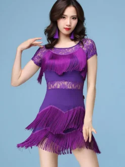 Robes de danse latine robe de femme frange en dentelle vêtements de danse Déguisements Halloween