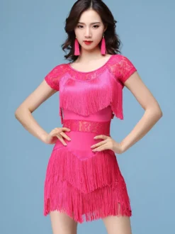 Robes de danse latine robe de femme frange en dentelle vêtements de danse Déguisements Halloween