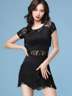 Robes de danse latine robe de femme frange en dentelle vêtements de danse Déguisements Halloween