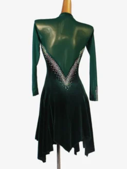 Robes de danse latine Robe en lycra Spandex vert foncé pour femmes Vêtements de danse de danseuse latine