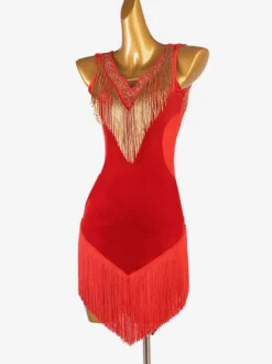 Robes de danse latine Ture Red Women's Set Lycra Spandex Dress Dancing Costume