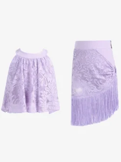 Robes de danse latine violet ensemble pour filles haut en Polyester jupe vêtements de danse
