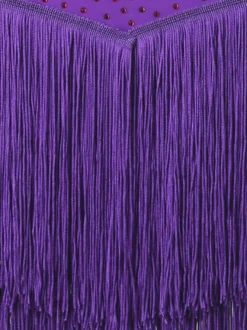 Robes de danse latine violettes pour femmes robe en lycra et spandex vêtements de danse latine à franges sexy