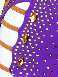 Robes de danse latine violettes pour femmes robe en lycra et spandex vêtements de danse latine à franges sexy