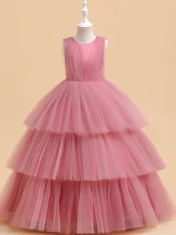 Robes de demoiselle d'honneur blanches robes d'occasion spéciale en Tulle vert foncé sans manches col bijou robes de demoiselle d'honneur