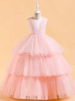 Robes de demoiselle d'honneur blanches robes d'occasion spéciale en Tulle vert foncé sans manches col bijou robes de demoiselle d'honneur