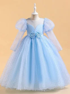 Robes de demoiselle d'honneur blanches robes d'occasion spéciale dentelle jaune manches longues col bijou robes de demoiselle d'honneur