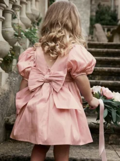 Robes de demoiselle d'honneur de mariage Robes pour occasions spéciales Rose pâle Manches courtes Nœuds