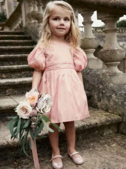 Robes de demoiselle d'honneur de mariage Robes pour occasions spéciales Rose pâle Manches courtes Nœuds