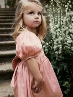 Robes de demoiselle d'honneur de mariage Robes pour occasions spéciales Rose pâle Manches courtes Nœuds