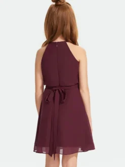 Robes de demoiselle d'honneur blanches Robes pour occasions spéciales Robes de demoiselle d'honneur bordeaux en mousseline de soie sans manches à décolleté conçu