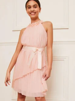 Robes de demoiselle d'honneur de mariage Robes pour occasions spéciales Vert pastel Sans manches Plissé