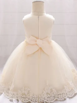 Robes de demoiselle d'honneur blanches robes d'occasion spéciale dentelle Champagne sans manches col bijou robes de demoiselle d'honneur