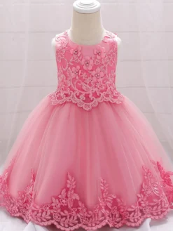 Robes de demoiselle d'honneur blanches robes d'occasion spéciale dentelle Champagne sans manches col bijou robes de demoiselle d'honneur