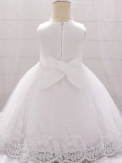 Robes de demoiselle d'honneur blanches robes d'occasion spéciale dentelle Champagne sans manches col bijou robes de demoiselle d'honneur