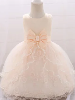 Robes de demoiselle d'honneur blanches robes d'occasion spéciale dentelle rose sans manches col bijou robes de demoiselle d'honneur