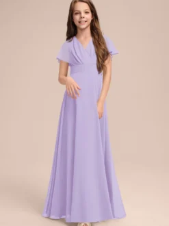 Robes de demoiselle d'honneur blanches Robes pour occasions spéciales Robes de demoiselle d'honneur à manches courtes et col en V en mousseline de soie sauge